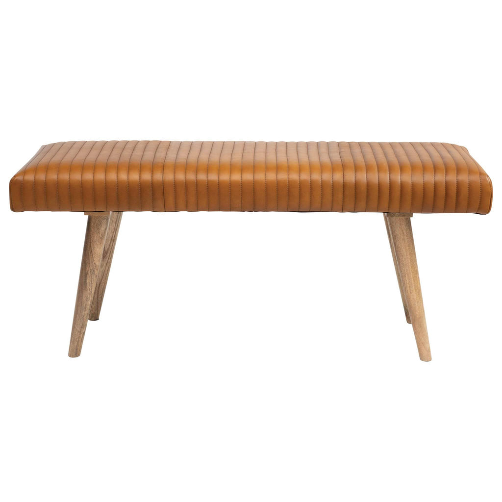 Mango Wood Goat Leather Bench C997147