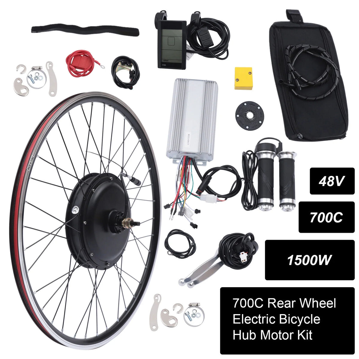 700C Black 48V 1500W Electric Bicycle Conversion Kit Q5958