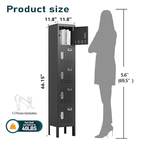 Metal Storage Locker with Door, Card Slot, 66" Height Steel Locker B279