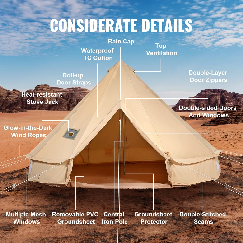 Canvas Bell Tent 4-Season with Stove Jack U67977