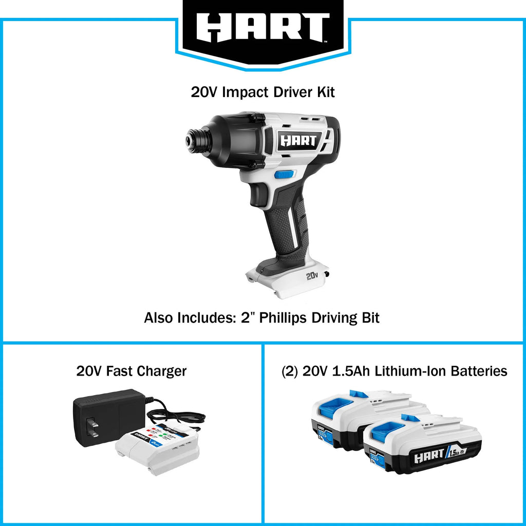 20-Volt Cordless Impact Driver Kit with 1.5Ah Lithium-Ion Batteries W786263