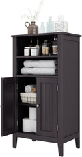 White Double Door Bathroom Floor Cabinet with Shelves Q3173