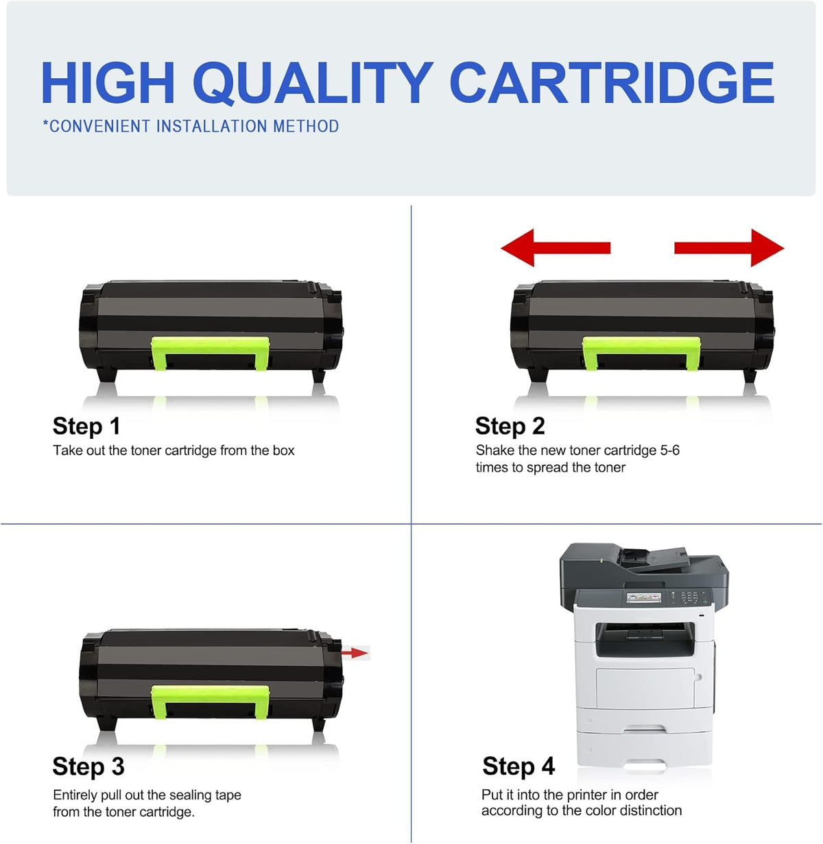 Toner Cartridge Black Replacement for Lexmark MX310 Printer (1 Pack) K64818