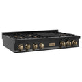 48 In. 7 Gas Burners Porcelain Rangetop in Black Stainless Steel Z82726