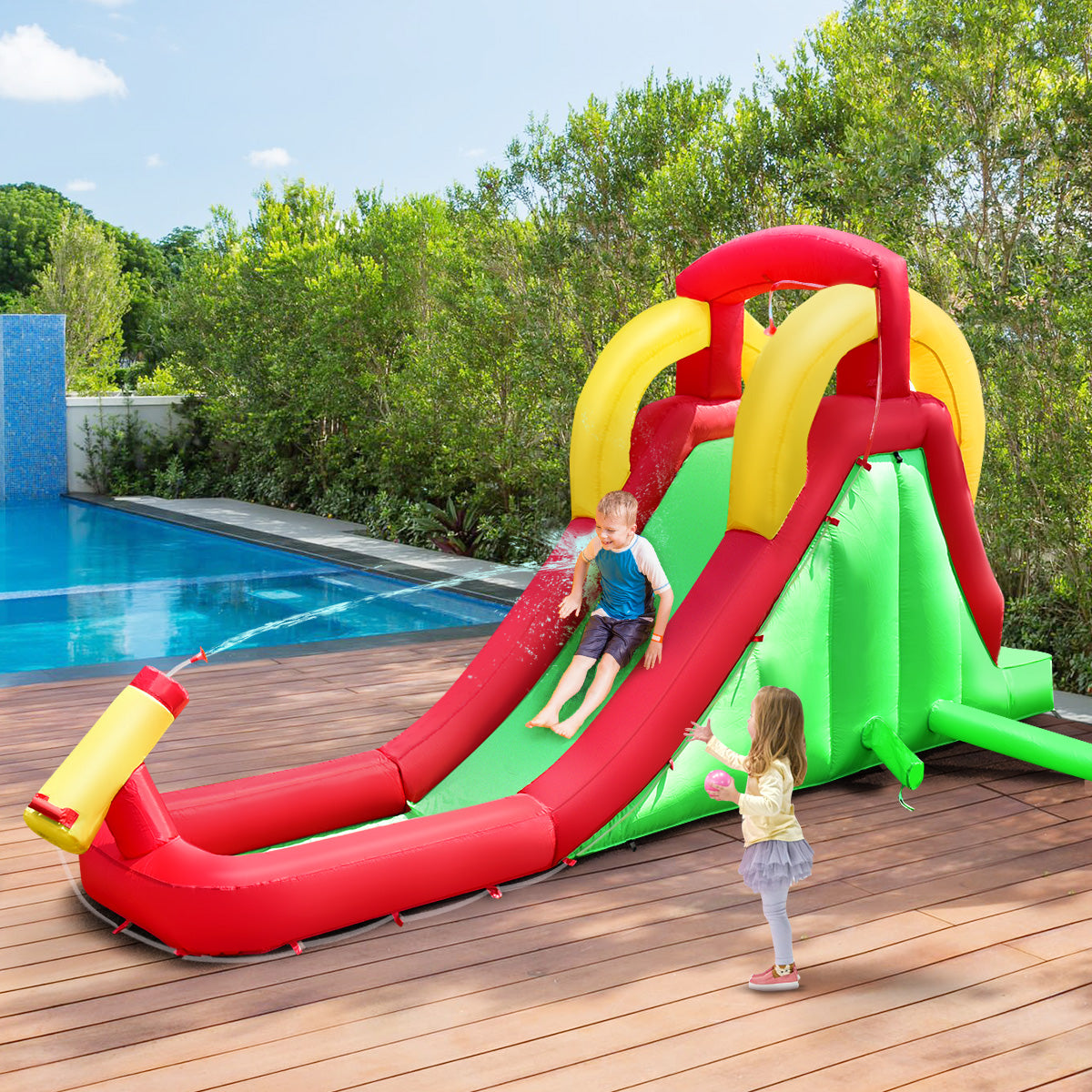 Inflatable Water Slide Bounce House with 550W Blower U5118