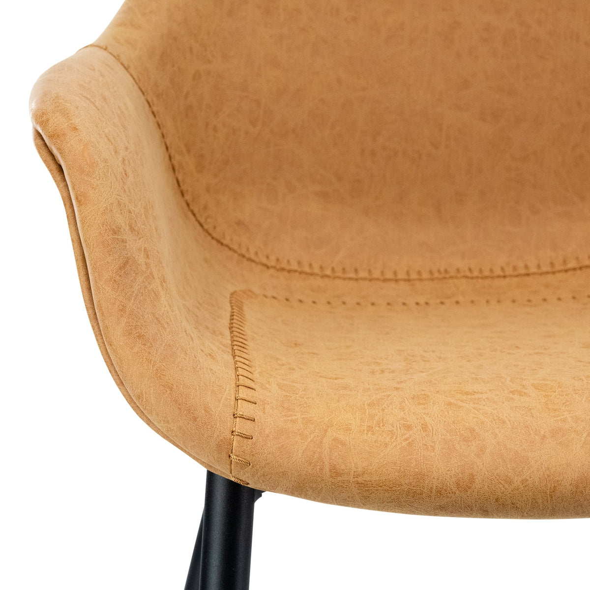 Leather Dining Arm Chair with Metal Legs Set of 4 J74587