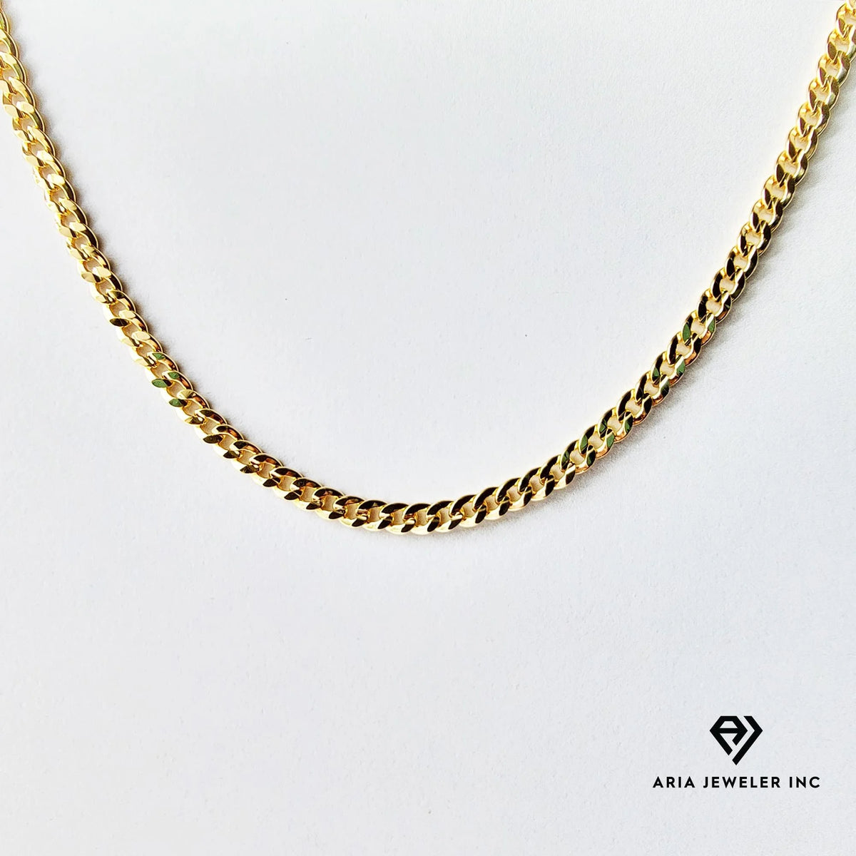 14k Bonded Gold Necklace with Pink Rose Square Pendant, 14K Cuban Chain Necklace E62314