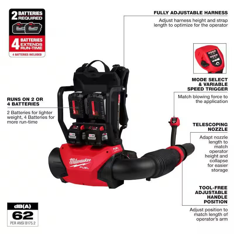 18V Brushless Cordless Backpack Blower Kit with 16 in. Chainsaw H186860