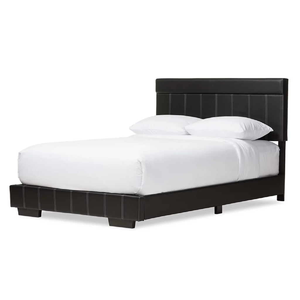 Black Faux Leather Full Size Platform Bed N90853