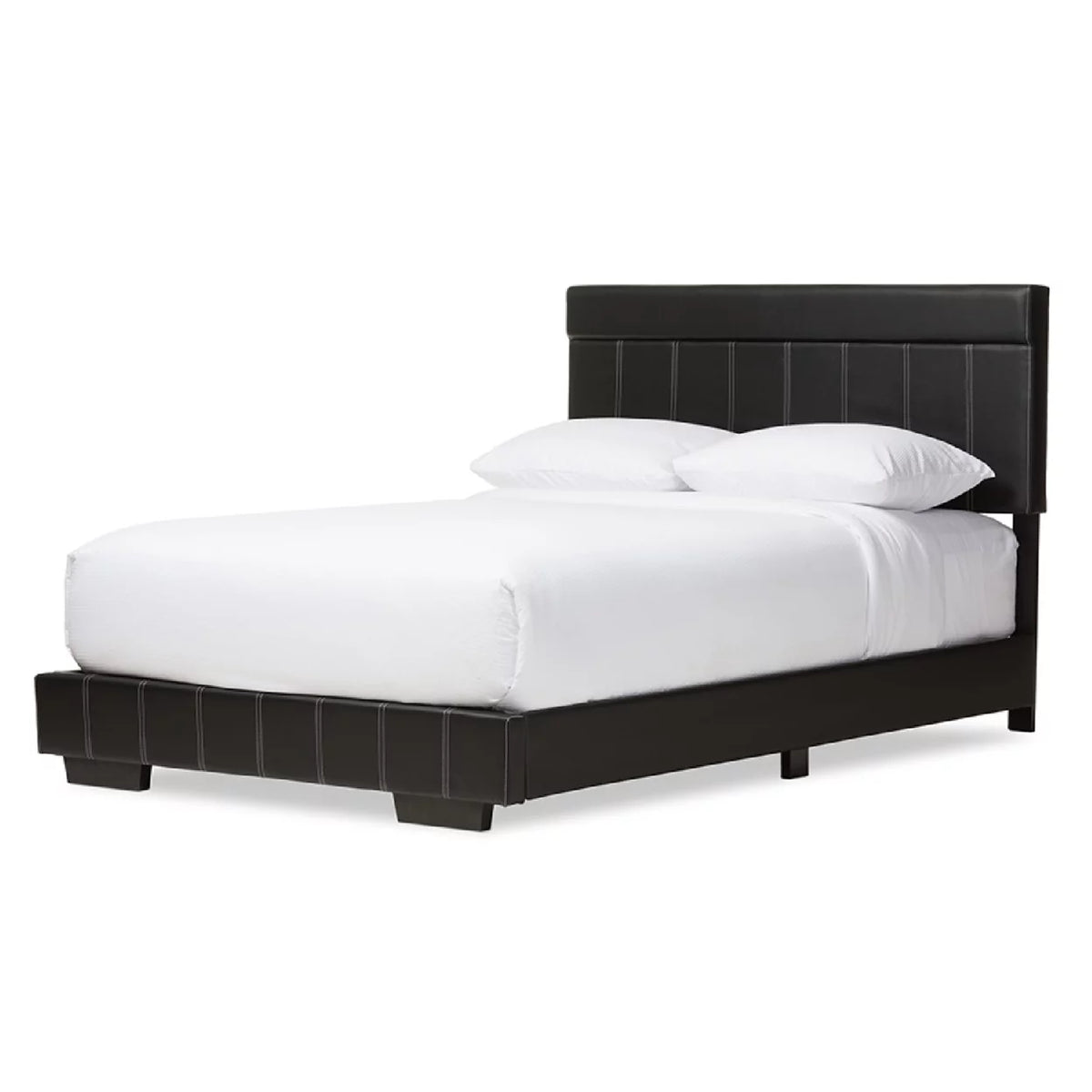 Black Faux Leather Full Size Platform Bed N90853