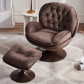 Velvet Swivel Accent Chair with Ottoman Set A3585