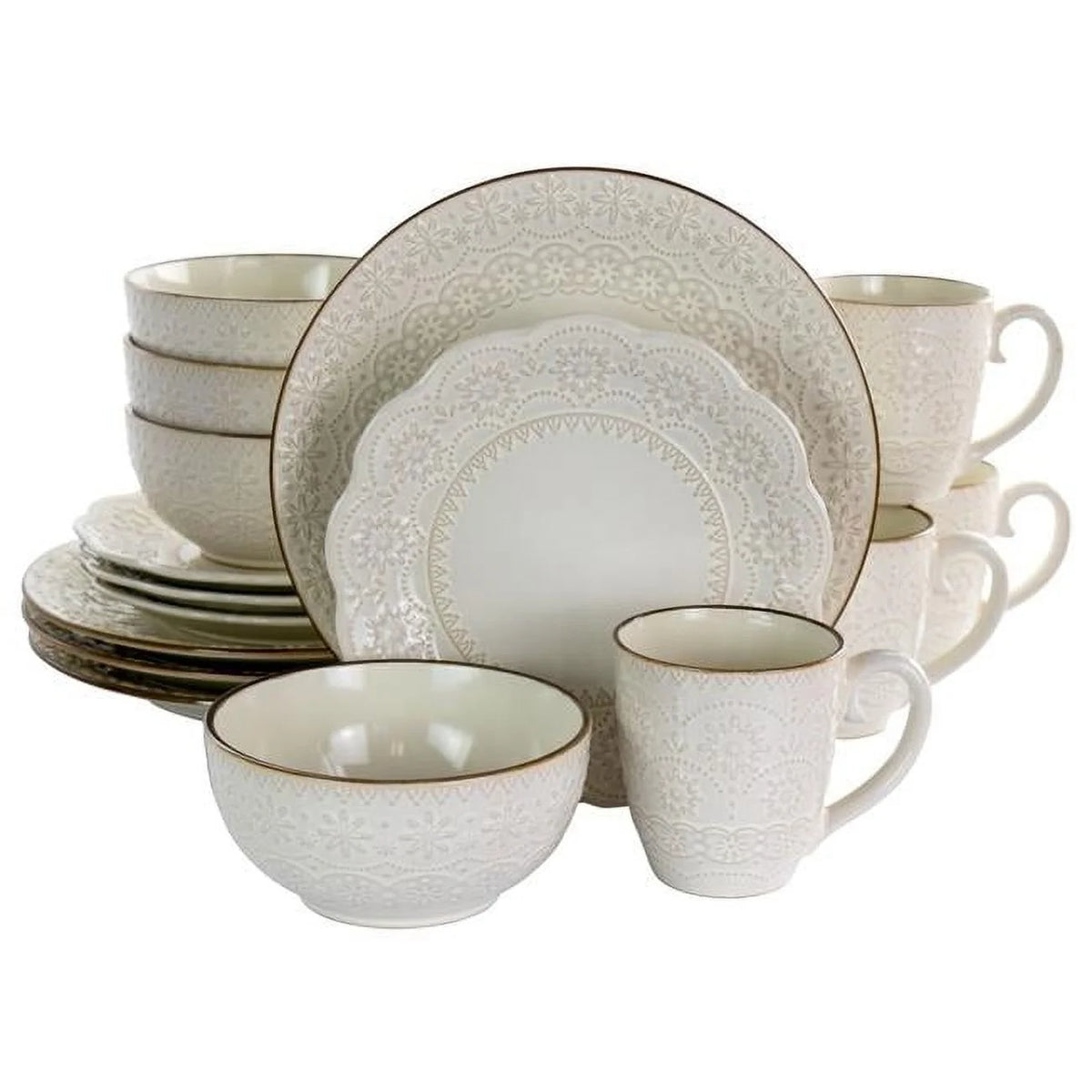 16 Piece Ivory Stoneware Dinnerware Set L460