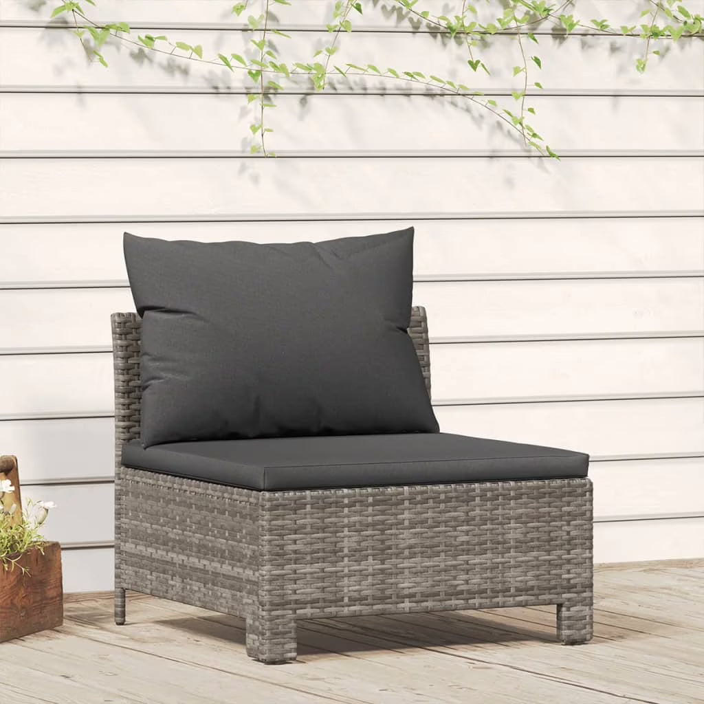 Gray Poly Rattan Patio Sofa with Cushion H89145
