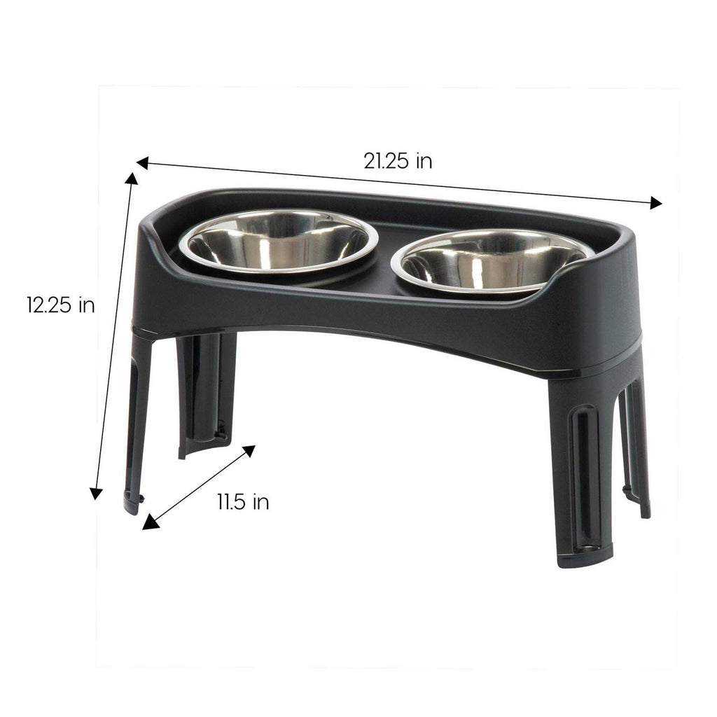 12 inch Elevated Dog Bowls with 2 Qt Stainless Steel Bowls W763
