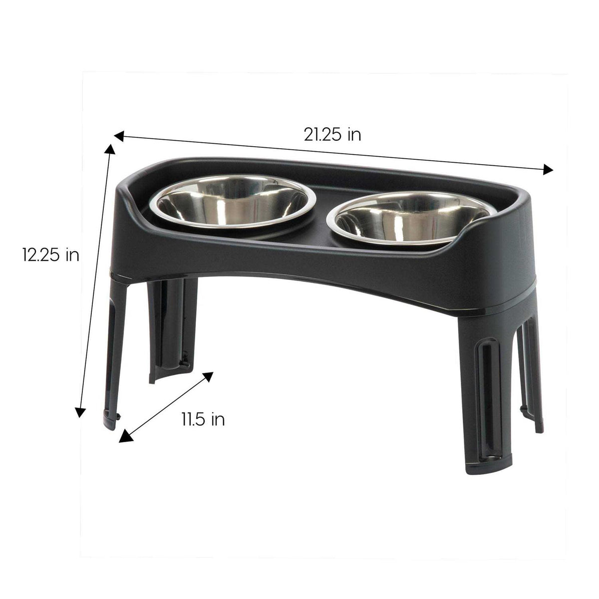 12 inch Elevated Dog Bowls with 2 Qt Stainless Steel Bowls W763