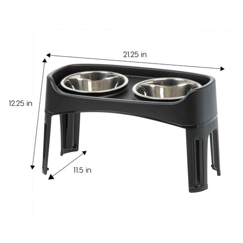 12 inch Elevated Dog Bowls with 2 Qt Stainless Steel Bowls W763