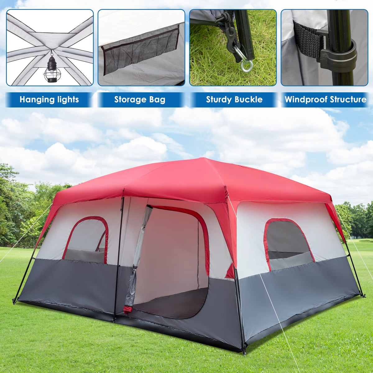 10 Person Waterproof Cabin Tent with Rainfly V575