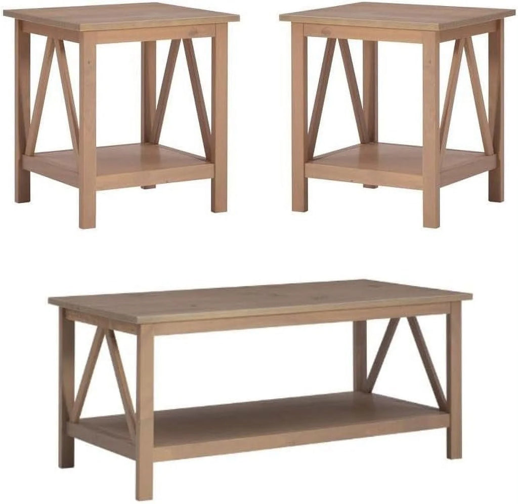 Driftwood Coffee Table and 2 End Tables Set O28358
