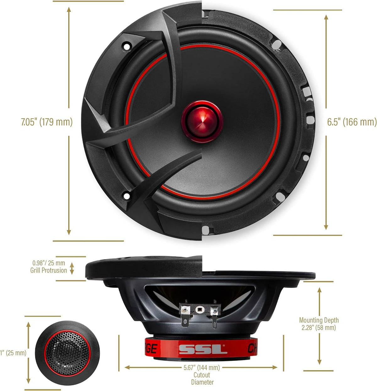 6.5 Inch 2 Way Component Car Speakers, 350 Watts Per Pair M247444