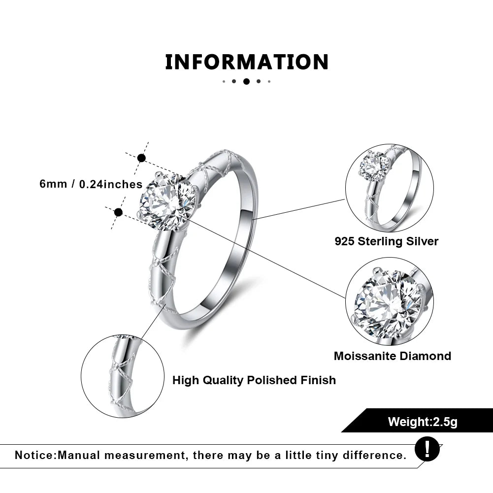 1 Ct Moissanite Sterling Silver Engagement Ring P1977