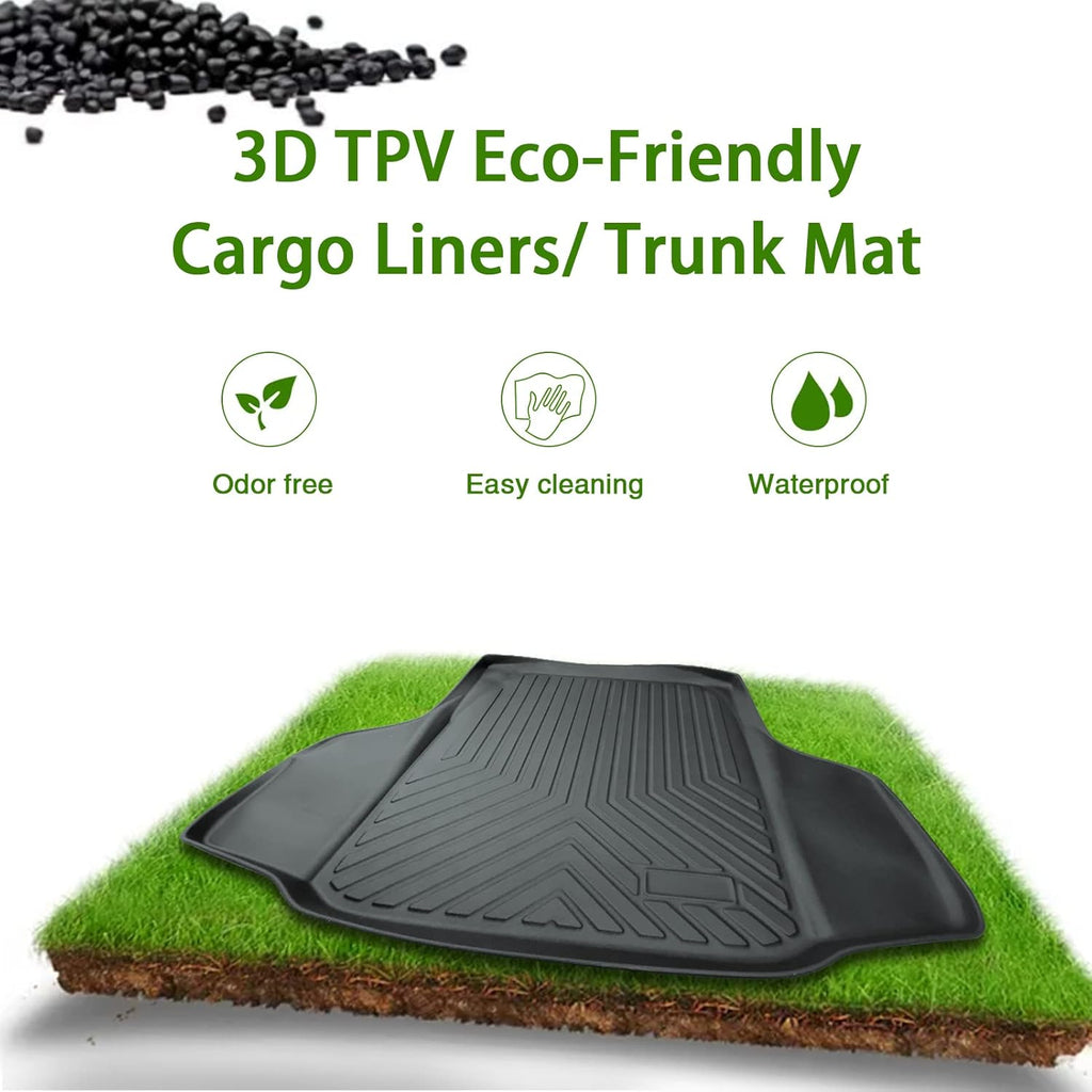 Black All Weather Waterproof TPV Rear Trunk Cargo Mat, Pack of 2 D546914