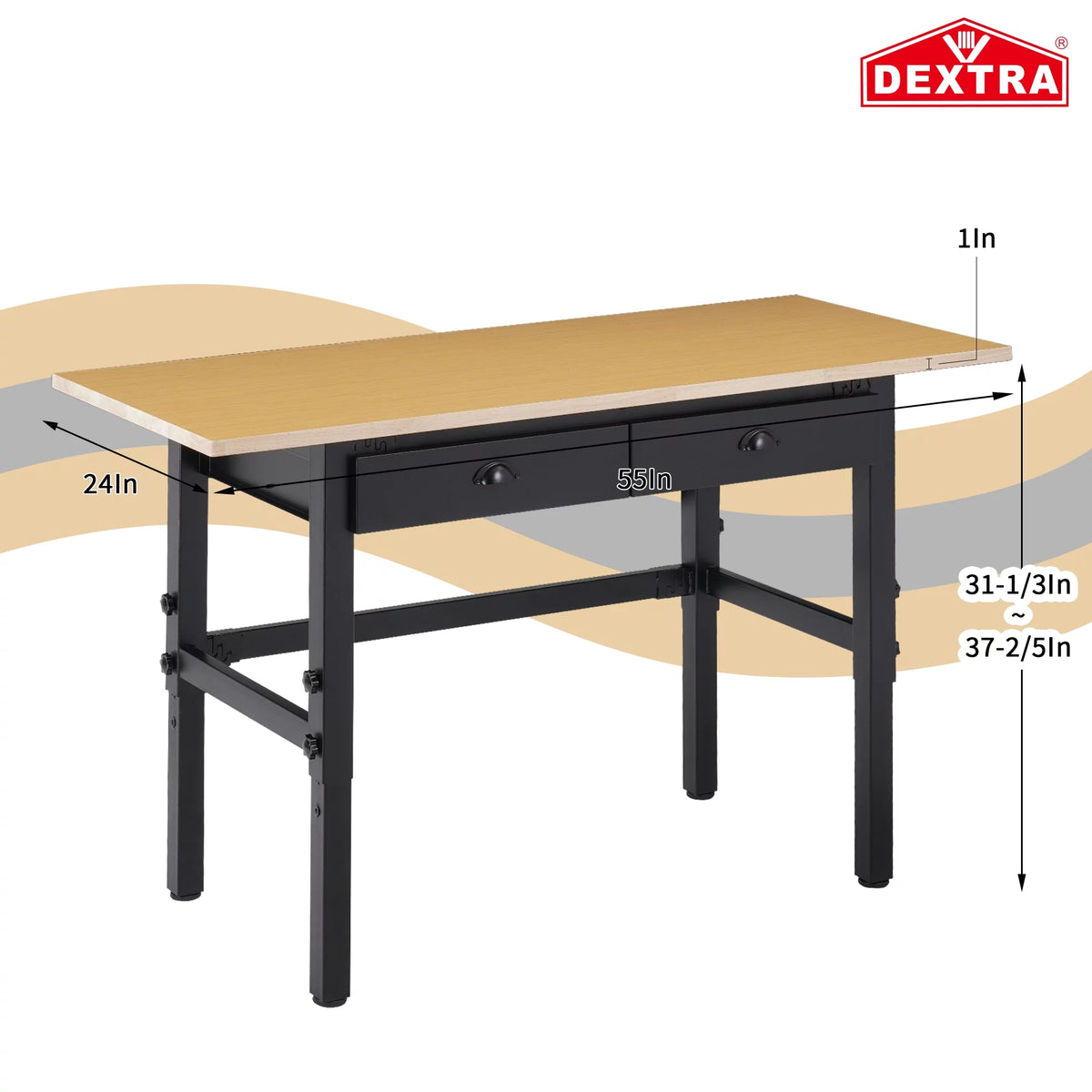 55'' Adjustable Work Bench with Power Outlets and Drawers P306