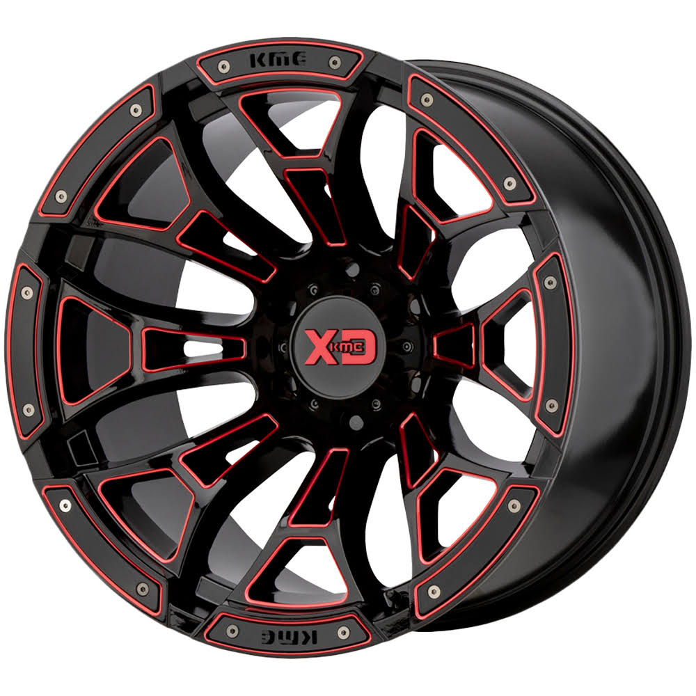 Gloss Black Milled Red Tint 20x10 8x6.5 Wheel O889