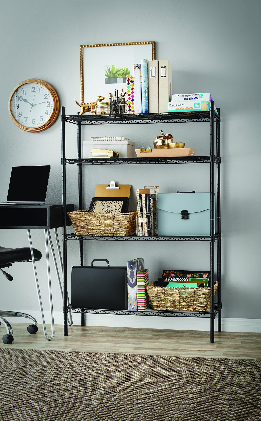 Steel 4-Tier Storage Shelf Unit White T22584