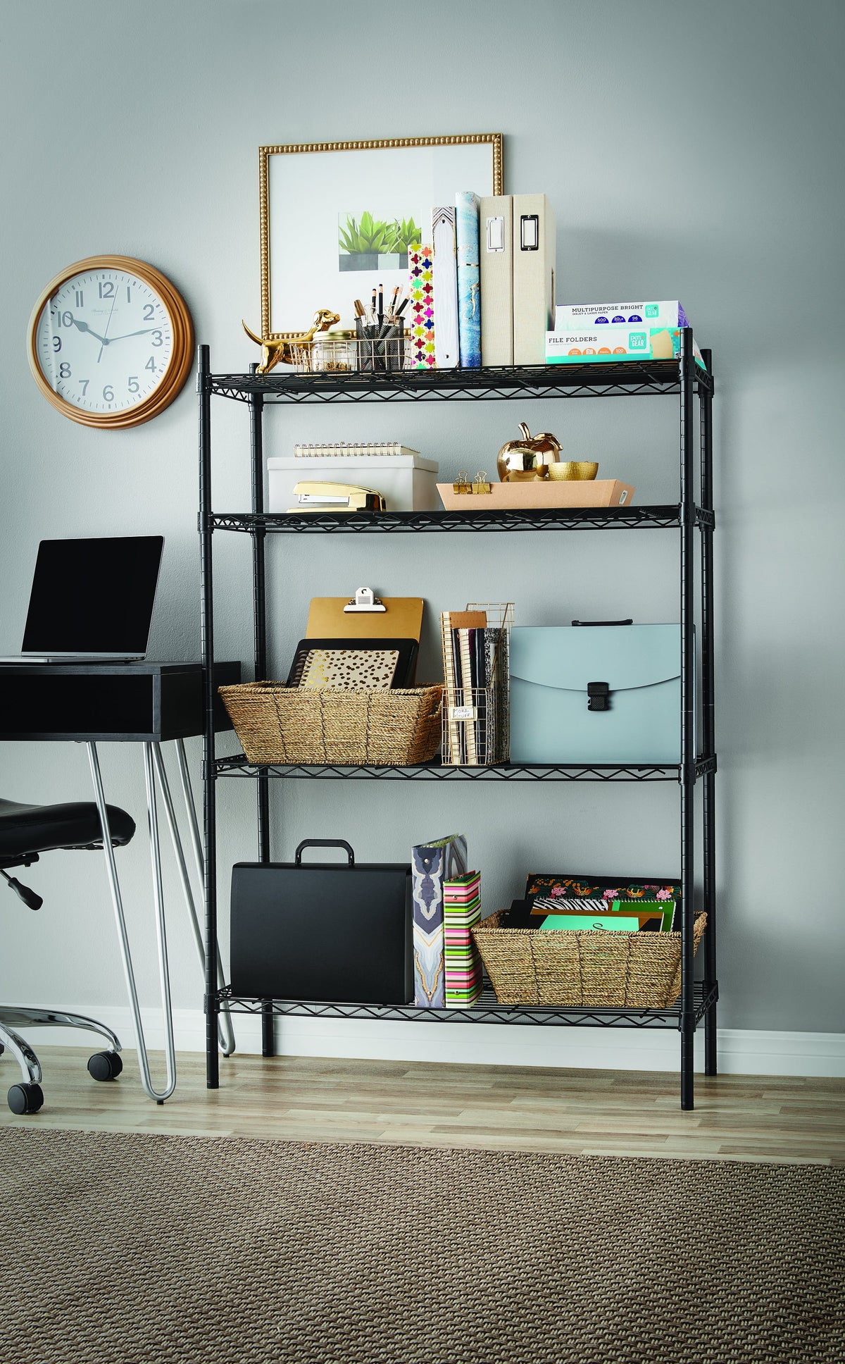 Steel 4-Tier Storage Shelf Unit White T22584