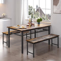 3-Piece 43 Inch Farmhouse Dining Table Set with 2 Benches I98317