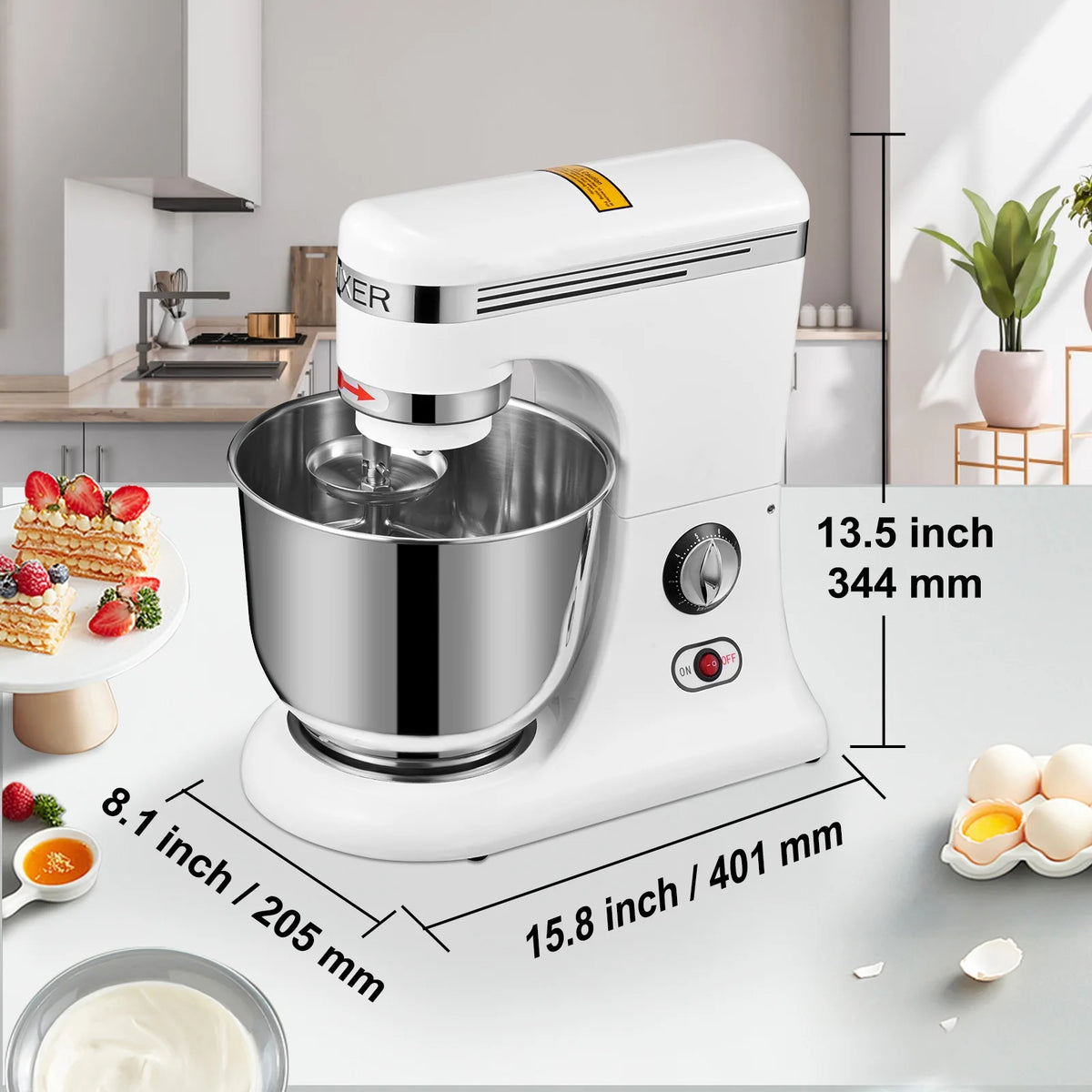 600W 11 Speed Tilt Head Stand Mixer 7.4 Quart Bowl 3 Attachments R78509