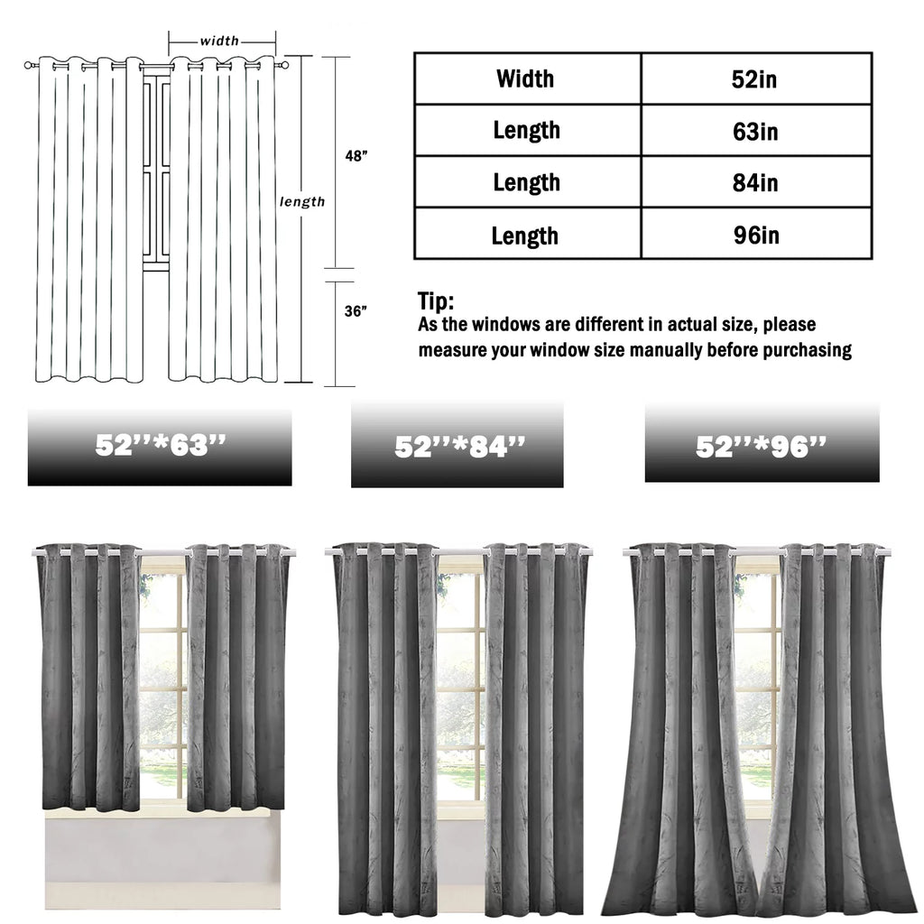 2 Piece Blackout Velvet Curtains Z84243