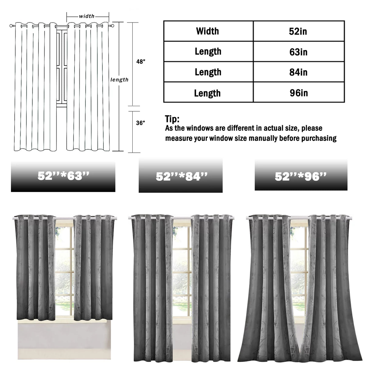 2 Piece Blackout Velvet Curtains Z84243