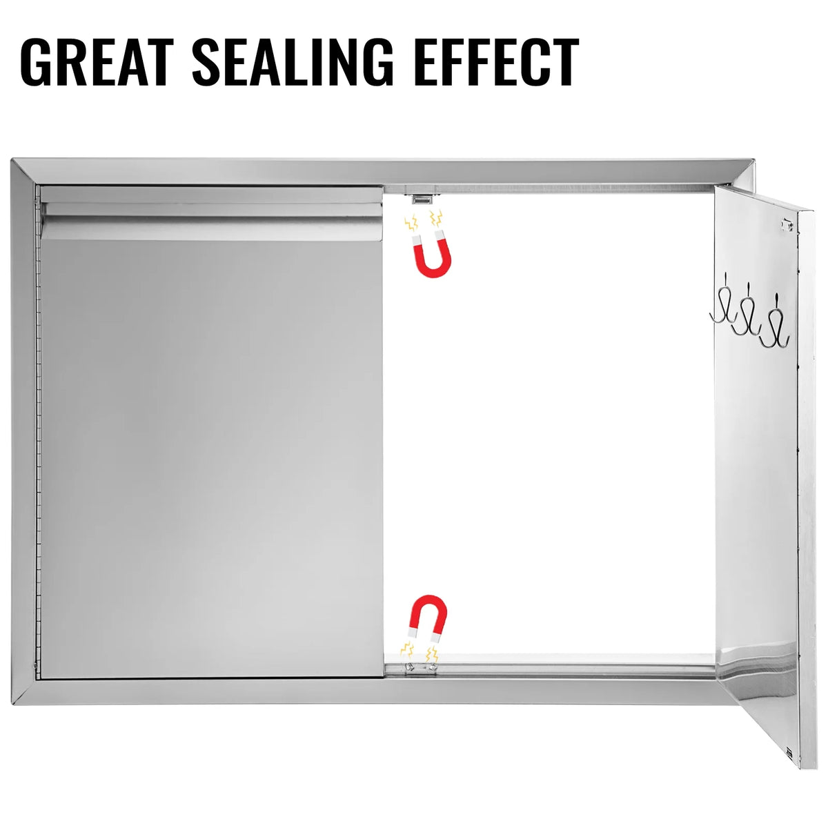 Double Wall Stainless Steel Outdoor Access Door with Hooks B76378