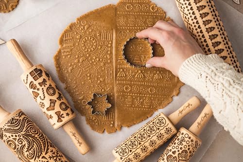 Lotus Flower Pattern Embossing Rolling Pin B2406