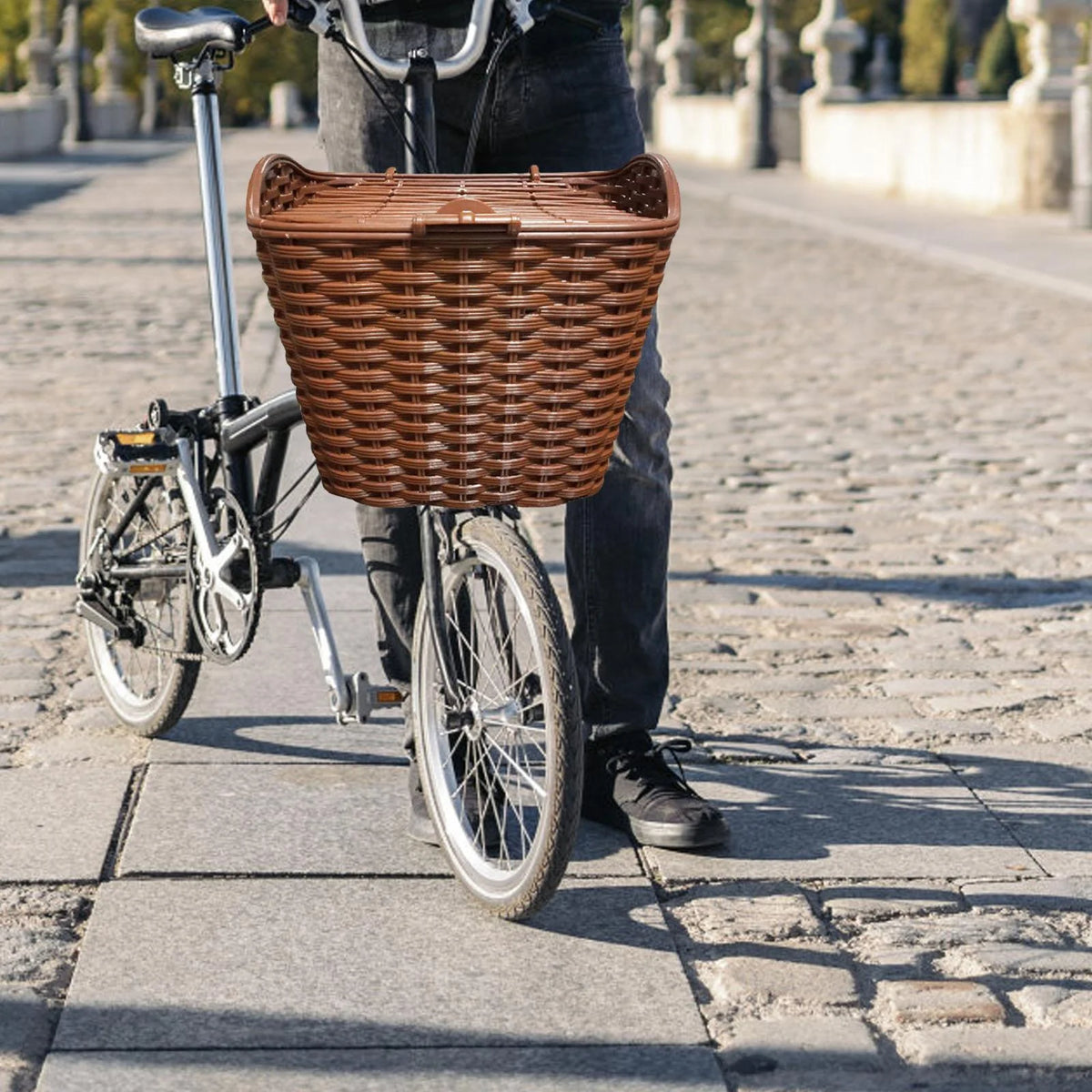 Woven Bike Basket with Lid W222424