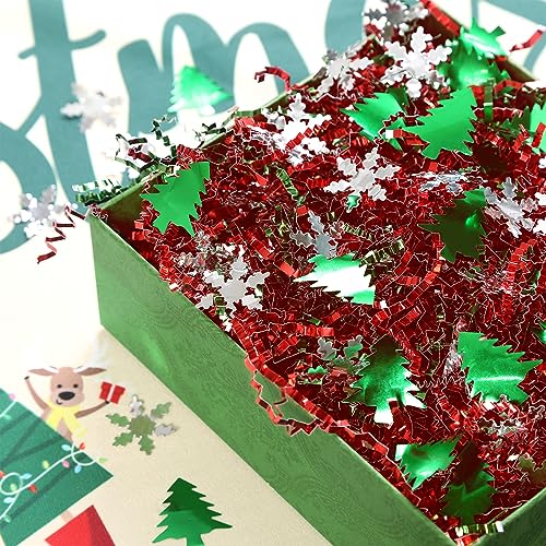 Metallic Red Green Christmas Crinkle Cut Paper Shred Filler C7234