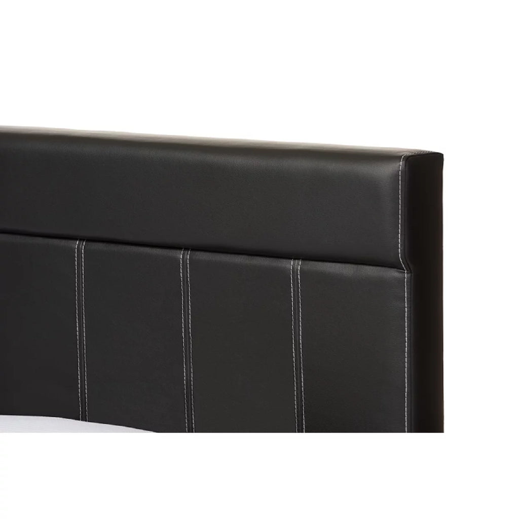 Black Faux Leather Full Size Platform Bed N90853