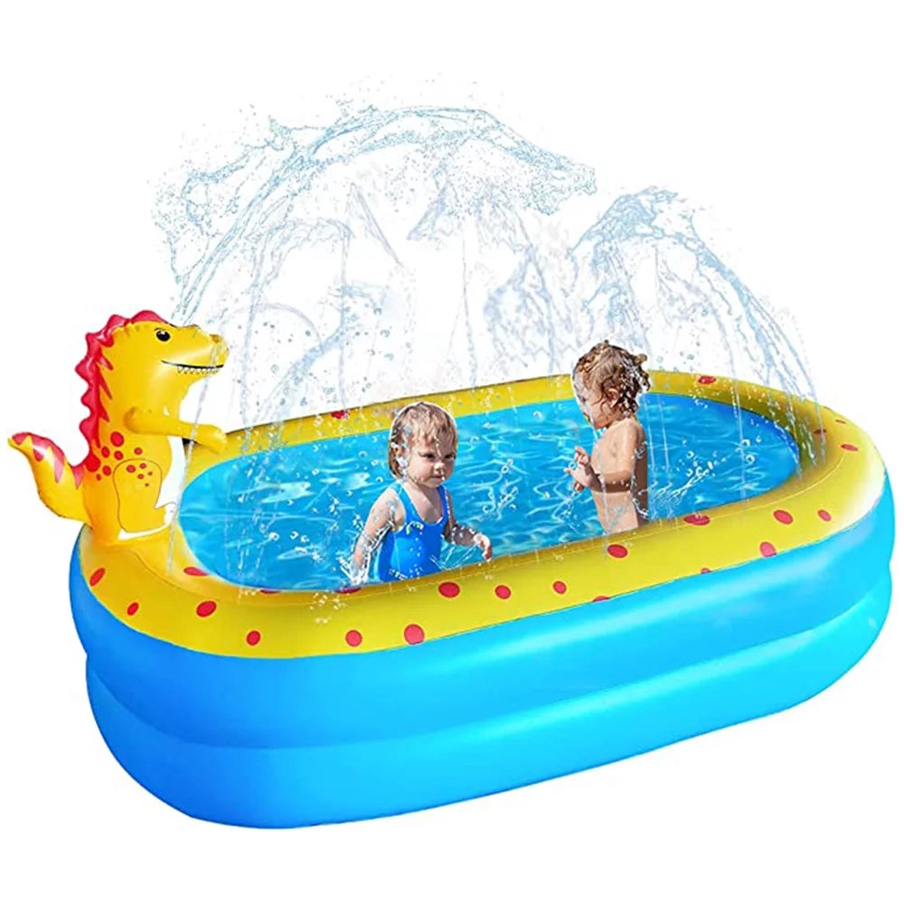Inflatable Dinosaur Kiddie Pool 67x 41x 32H Blue O799