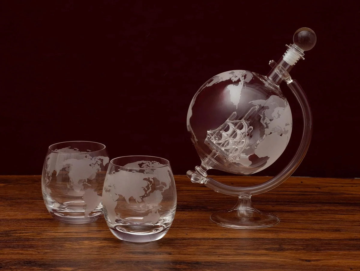 Handmade Whiskey Decanter Set with 2 Glasses and Funnel L231
