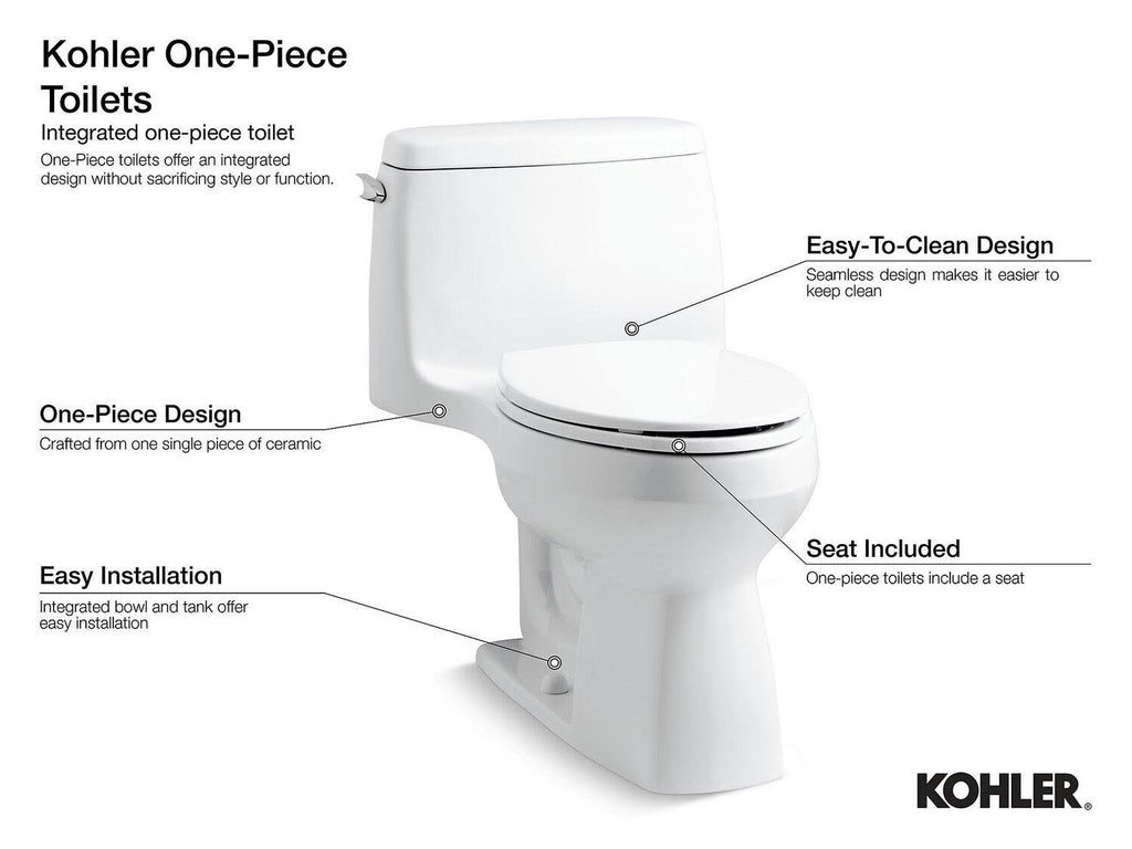 White One-Piece Elongated Comfort Height Toilet D62210