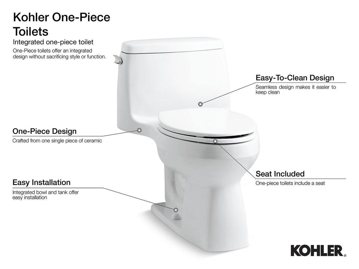 White One-Piece Elongated Comfort Height Toilet D62210