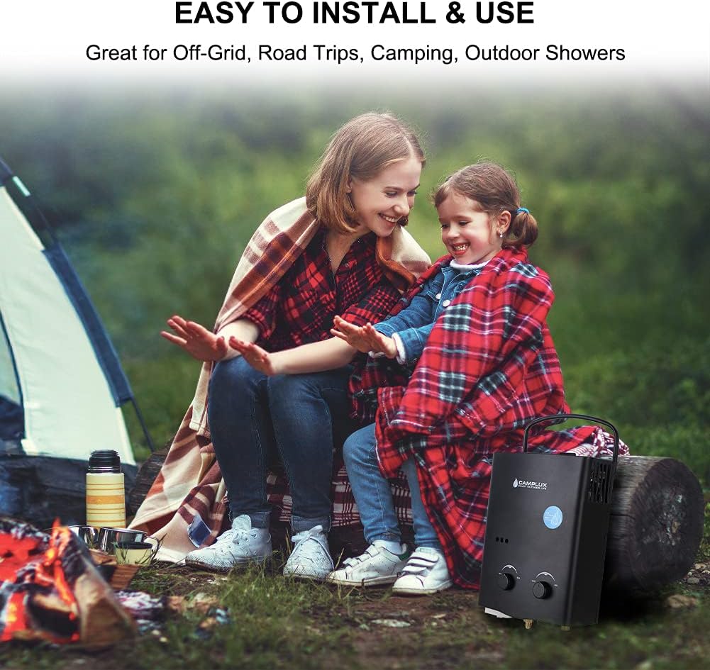 Black 1.32 GPM Outdoor Propane Gas Tankless Water Heater D5971