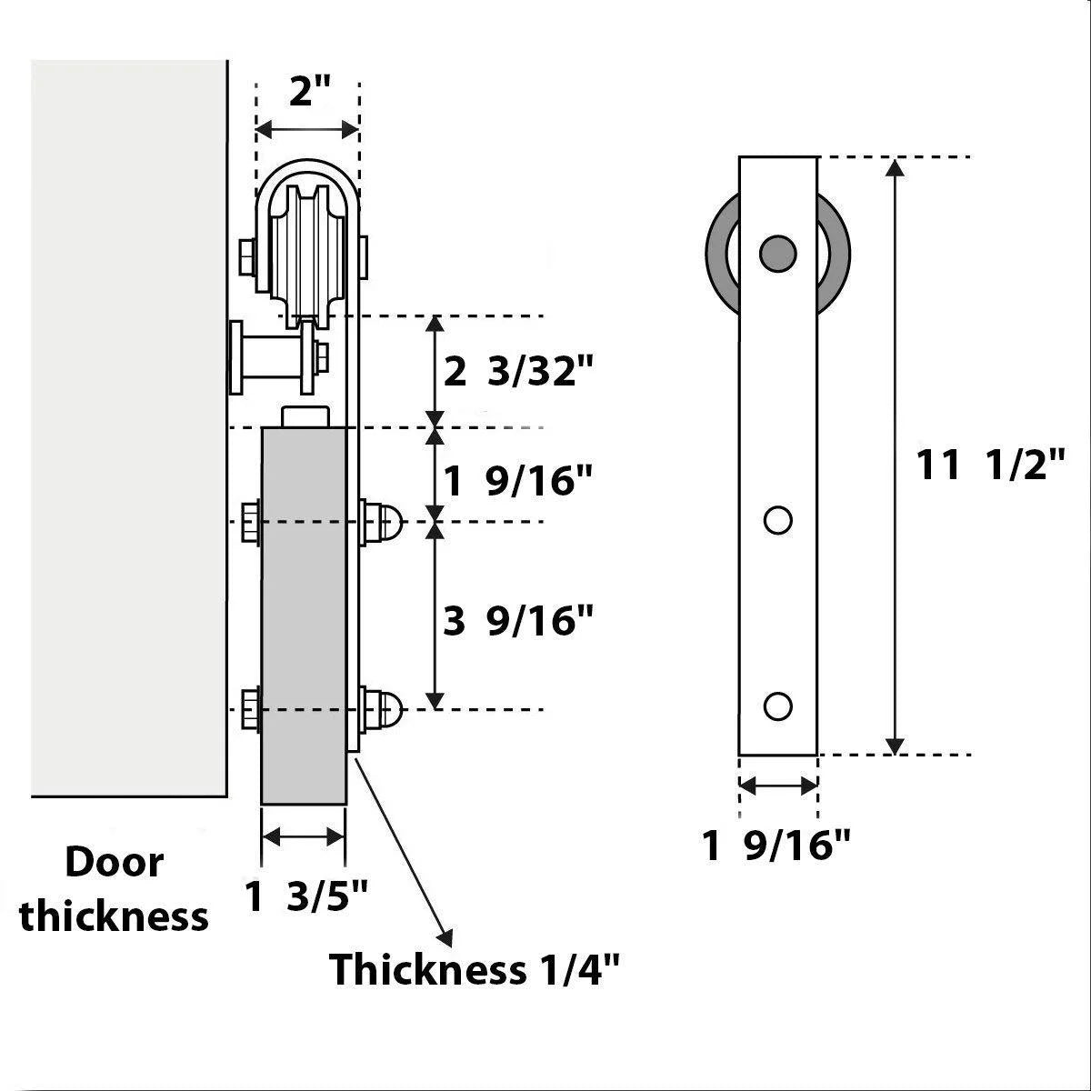Brown Sliding Barn Door 24 x 80 with 6.6FT Track V68164