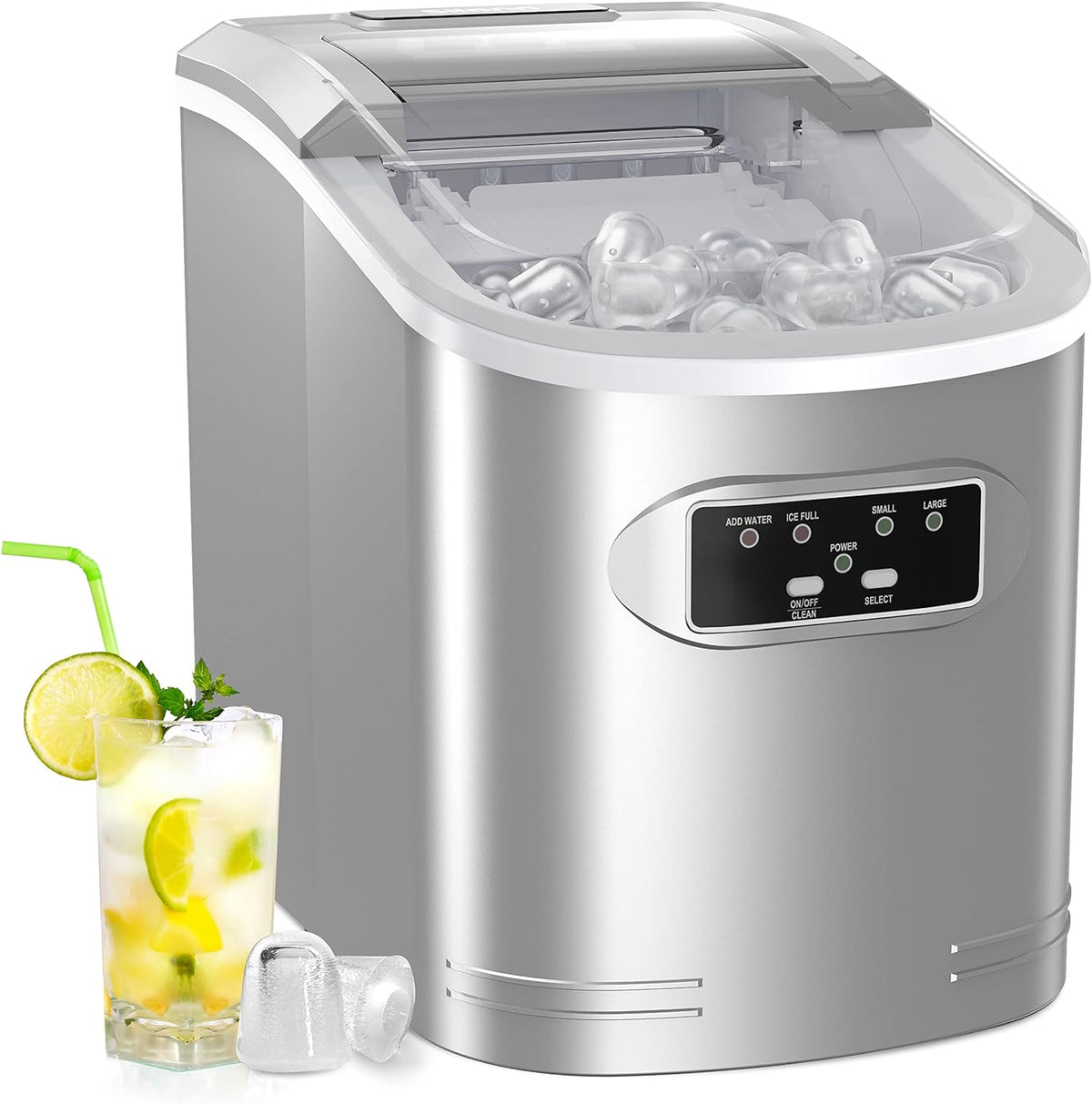 Countertop Ice Maker Machine with Ice Scoop and Basket I495