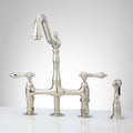 Polished Nickel Bridge Kitchen Faucet with Brass Sprayer D284150